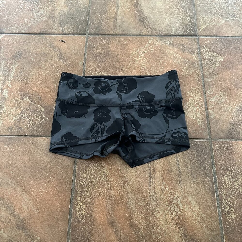 Lululemon Black Floral Bootie Shorts